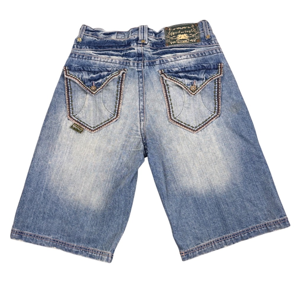 Akademiks True Fit Denim Embroidered Hip Hop Skater Shorts Men's Size 30 Akdmks